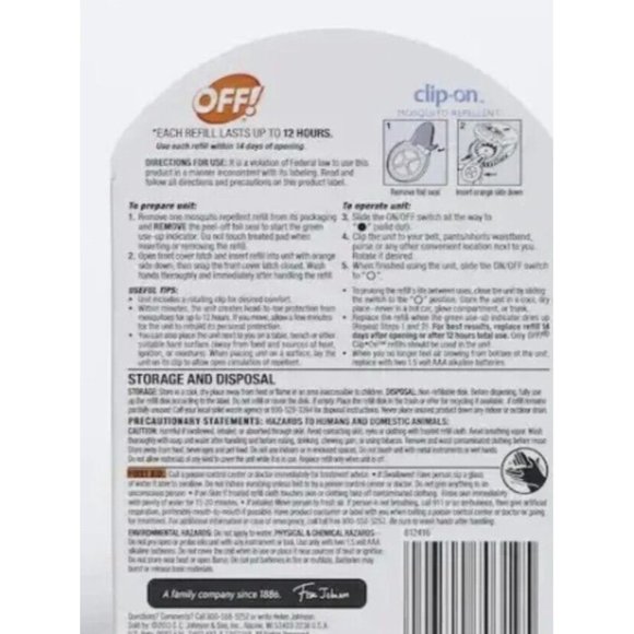 OFF! Clip On Mosquito Repellent Refill (2 Refills Total) Lasts 12 Hours - Picture 2 of 4